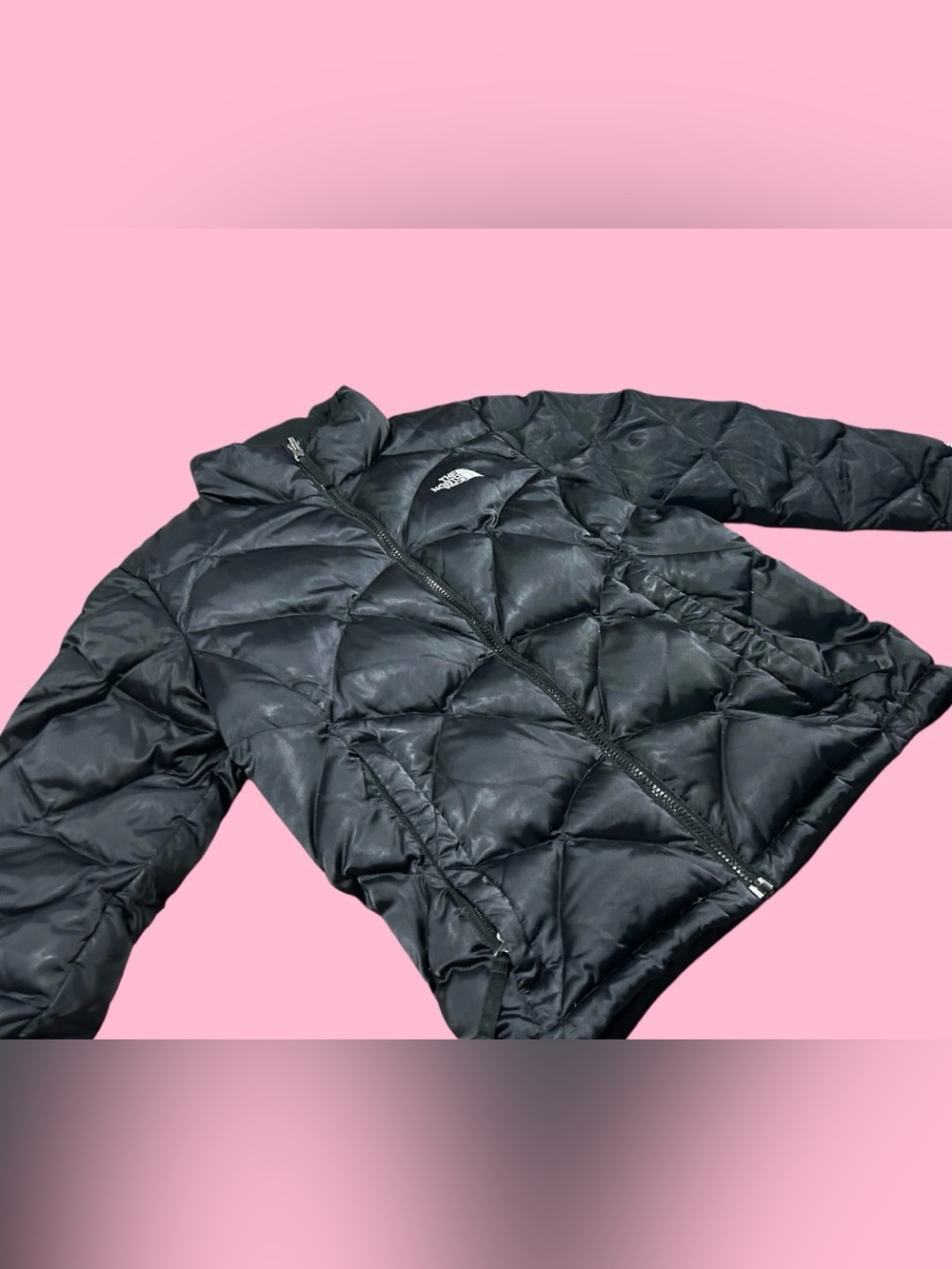 The North Face Black Puffer Jacket Quilted 550 Coat Shiny Ski Zip Up Women's M